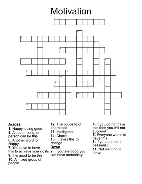 Solve your "motivation" crossword puzzle fast & easy with the-crossword-solver. . Motivation singer crossword clue